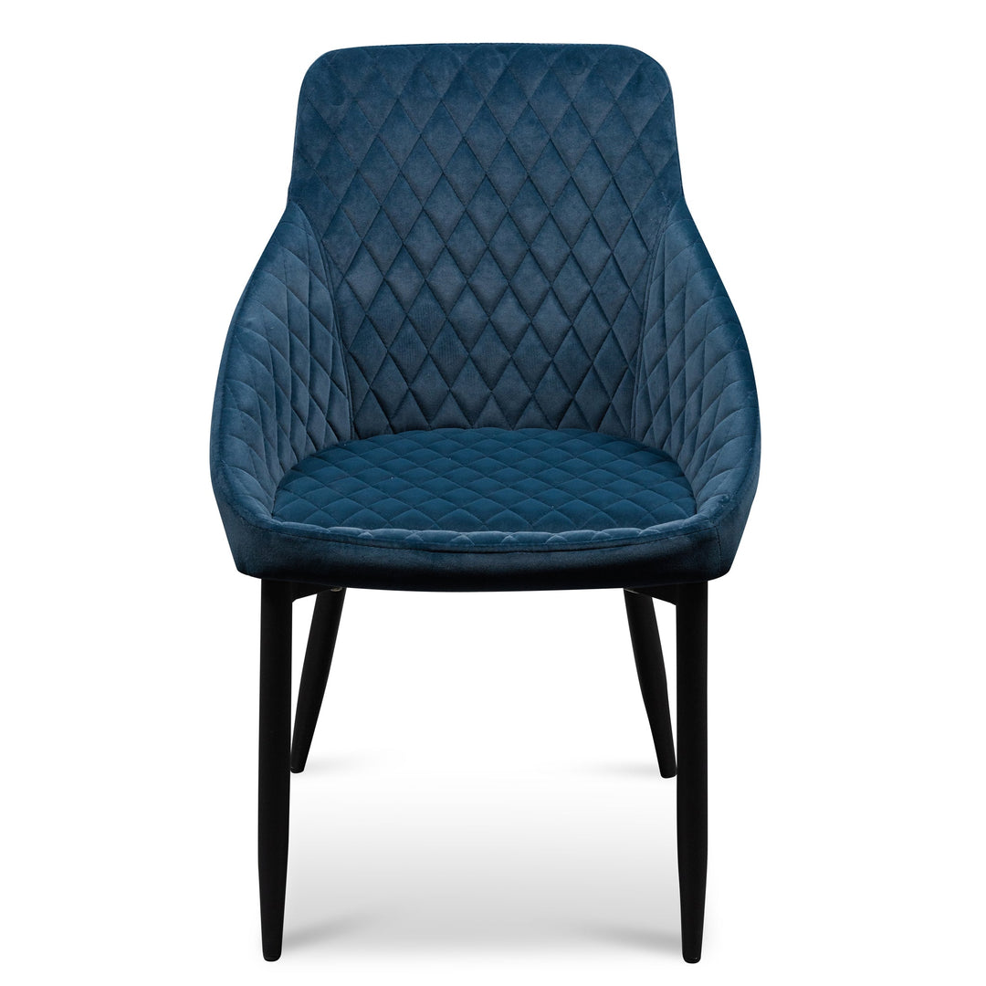 Busselton Dining Chair - Navy Blue Velvet with Black Legs (Set of 2)