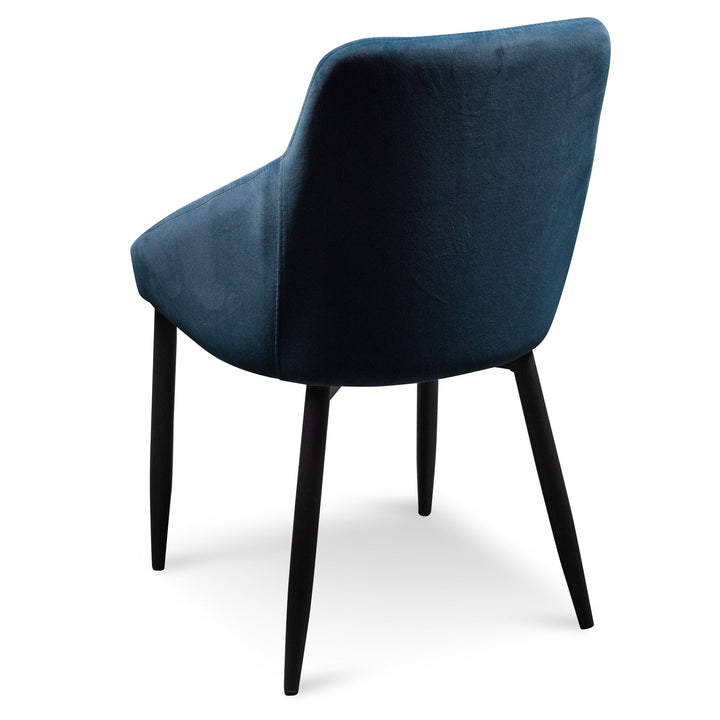 Busselton Dining Chair - Navy Blue Velvet with Black Legs (Set of 2)