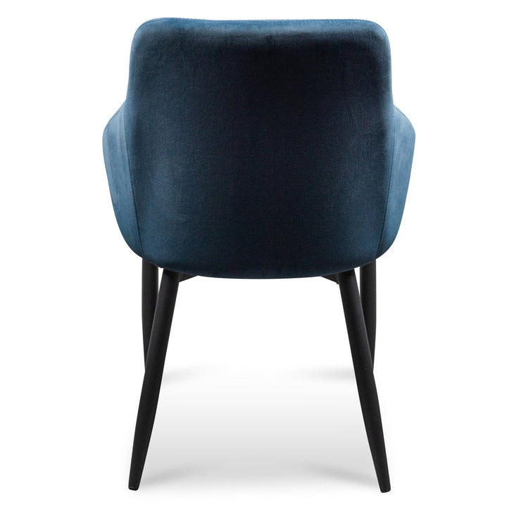 Busselton Dining Chair - Navy Blue Velvet with Black Legs (Set of 2)