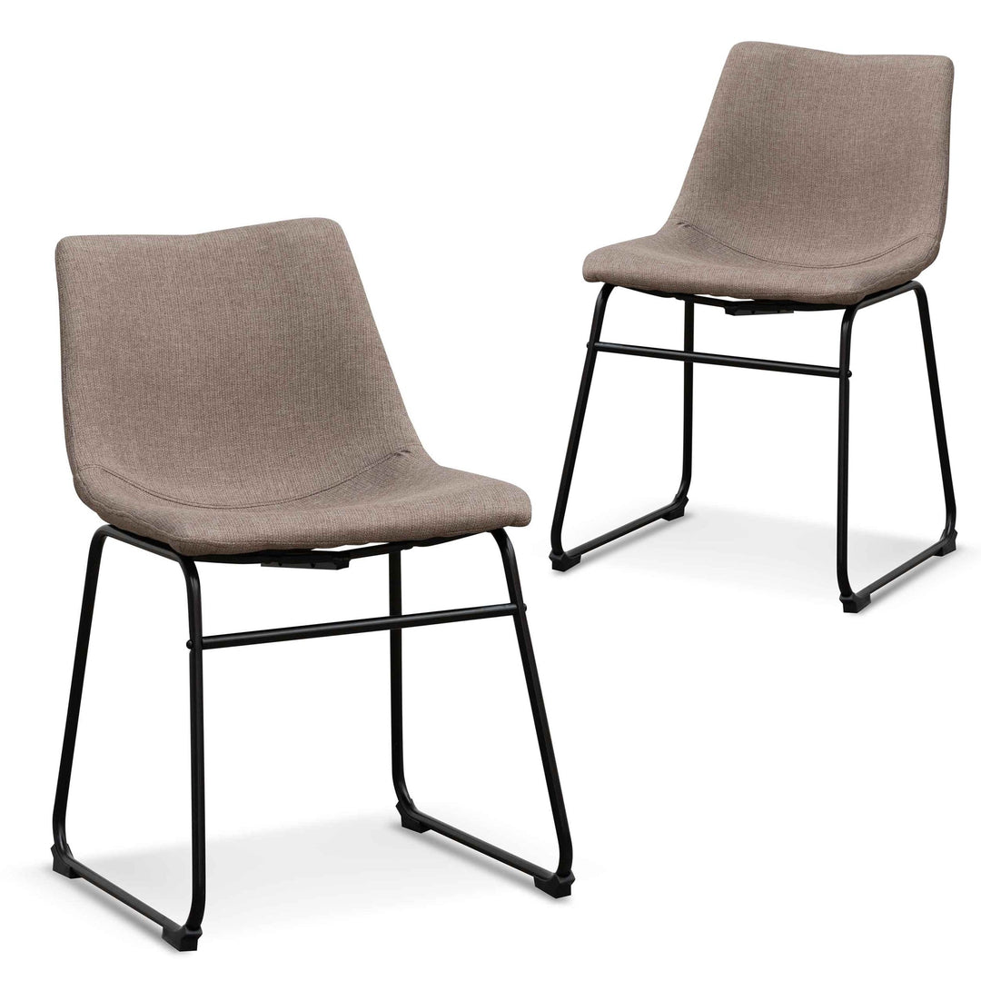 Griffith Fabric Dining Chair - Brown Grey (Set of 2)