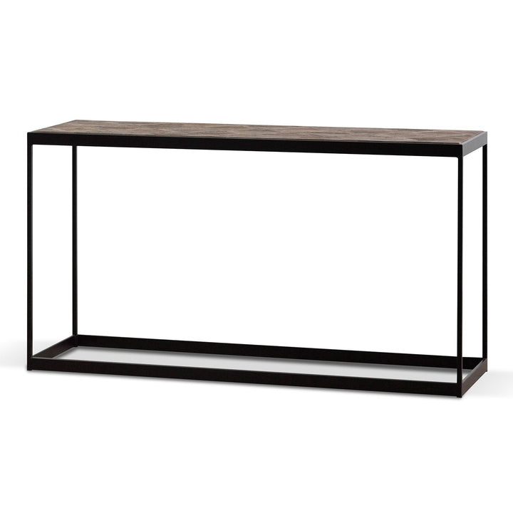 Abbotsford 140cm Console Table in Dark Natural Wood - Black Frame