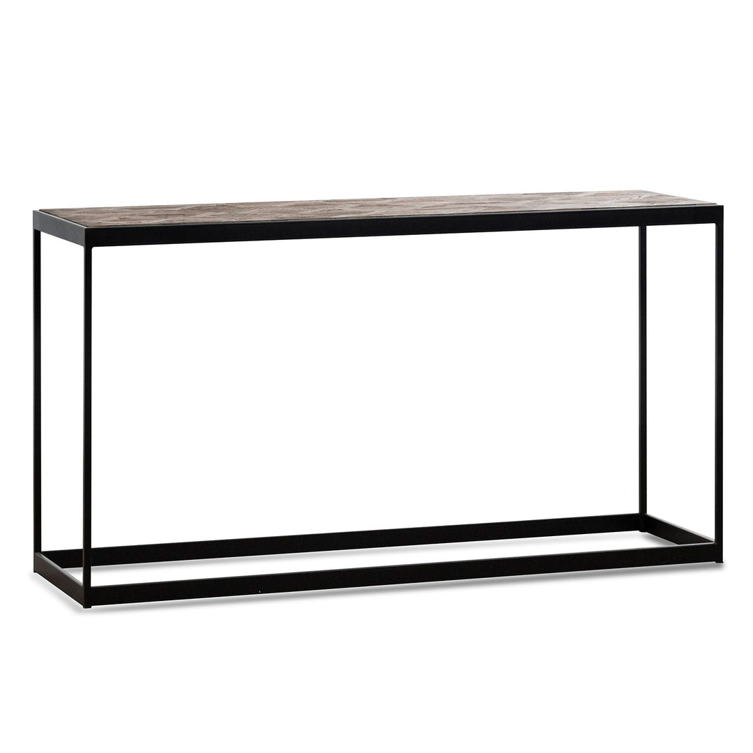 Abbotsford 140cm Console Table in Dark Natural Wood - Black Frame