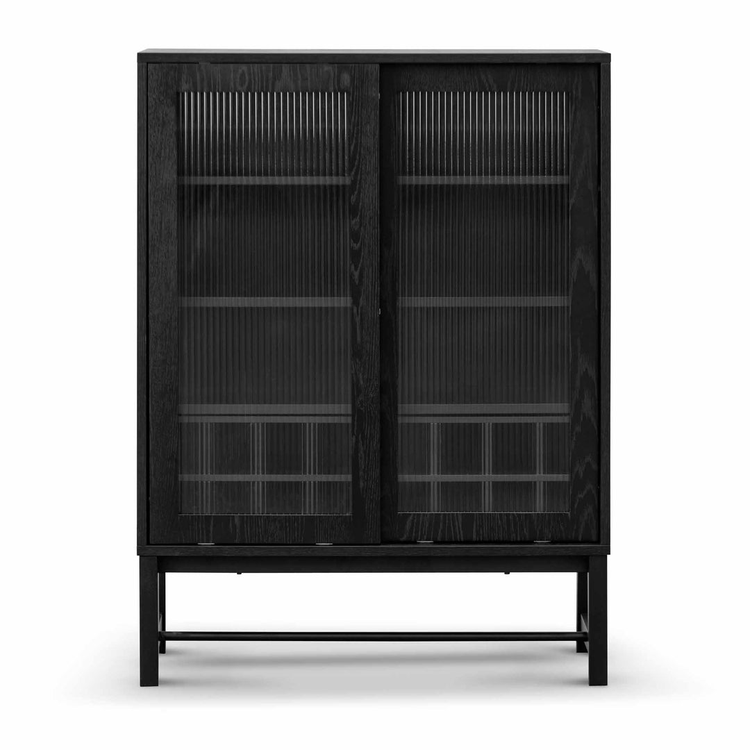 Milford Black Bar Cabinet - Flute Glass Doors