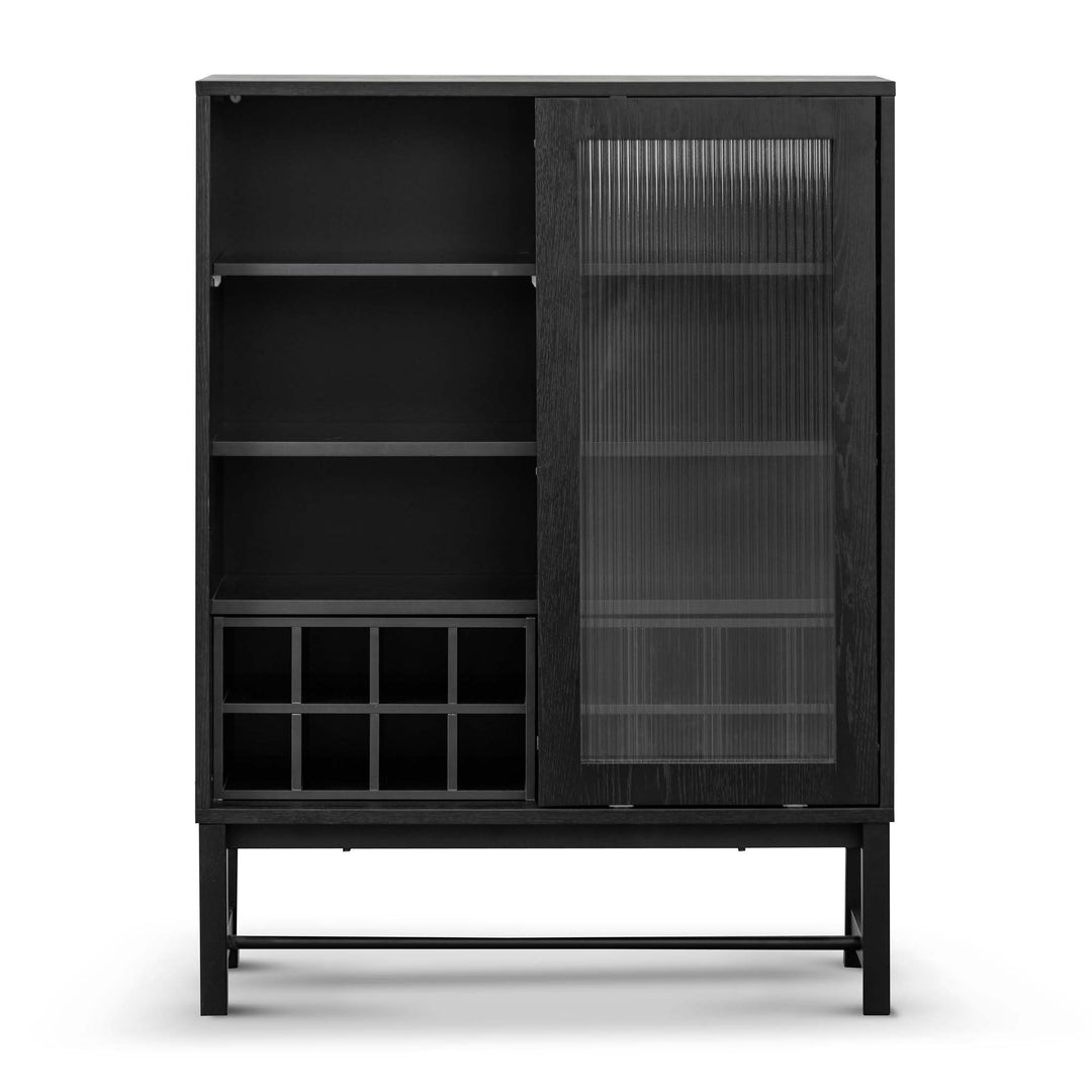 Milford Black Bar Cabinet - Flute Glass Doors