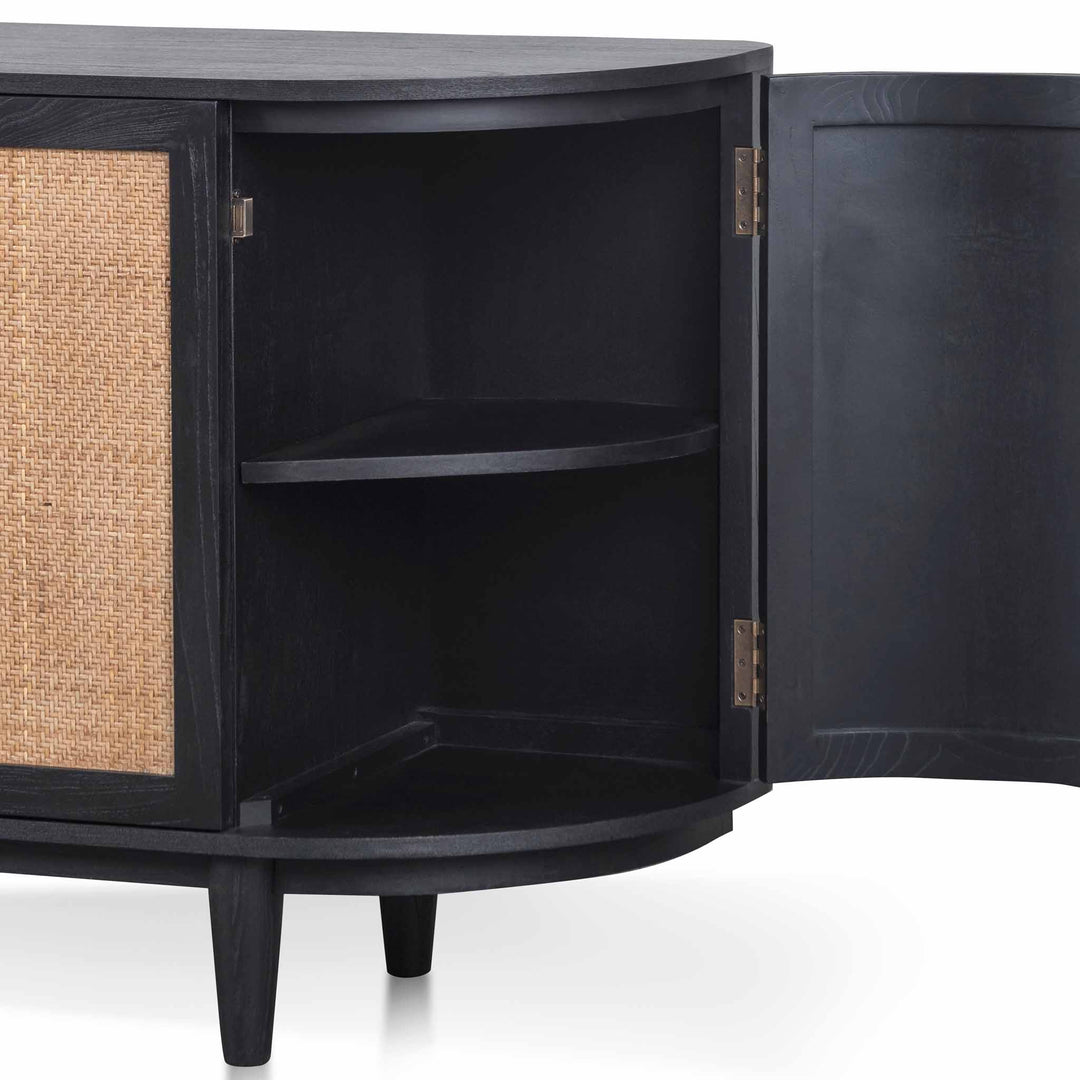 Abbotsford 1.7m Black Elm Sideboard - Rattan Doors