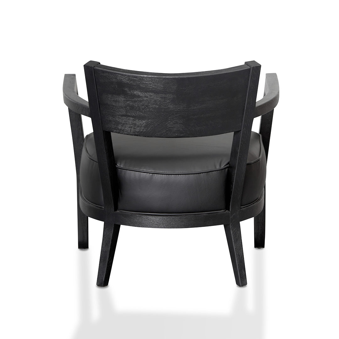 Warren Black Wooden Armchair - Black PU leather Seat