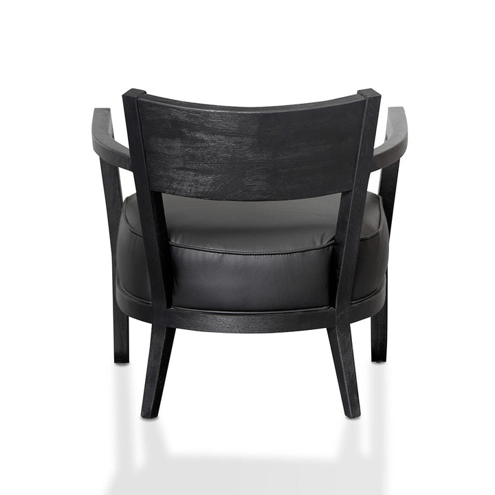 Warren Black Wooden Armchair - Black PU leather Seat