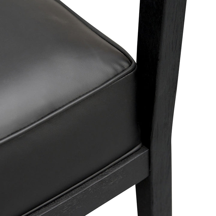 Warren Black Wooden Armchair - Black PU leather Seat