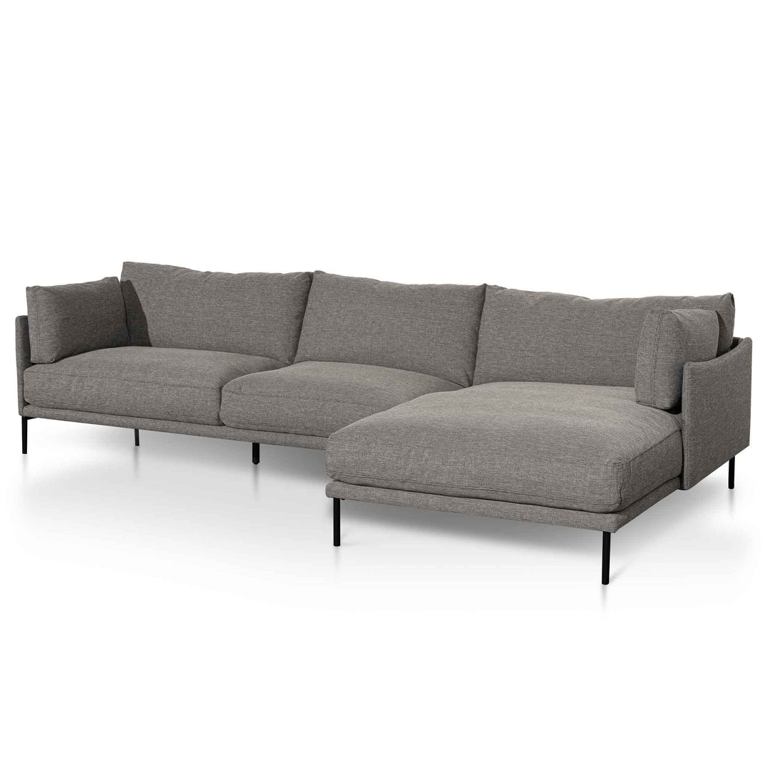 Broadway 4 Seater Right Chaise Fabric Sofa - Graphite Grey