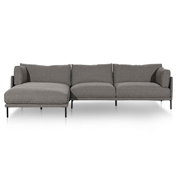 Broadway 4 Seater Left Chaise Fabric Sofa - Graphite Grey