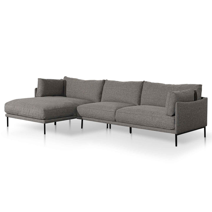 Broadway 4 Seater Left Chaise Fabric Sofa - Graphite Grey