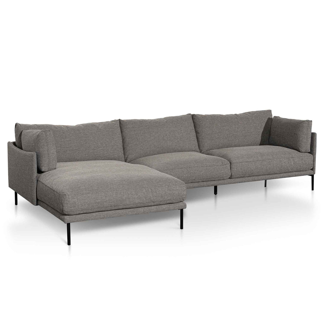 Broadway 4 Seater Left Chaise Fabric Sofa - Graphite Grey