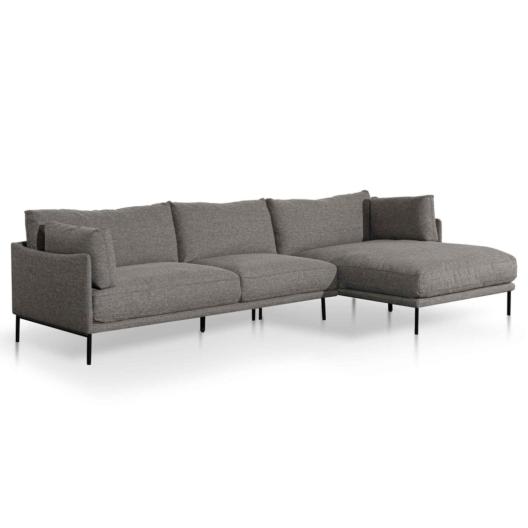 Broadway 4 Seater Right Chaise Fabric Sofa - Graphite Grey