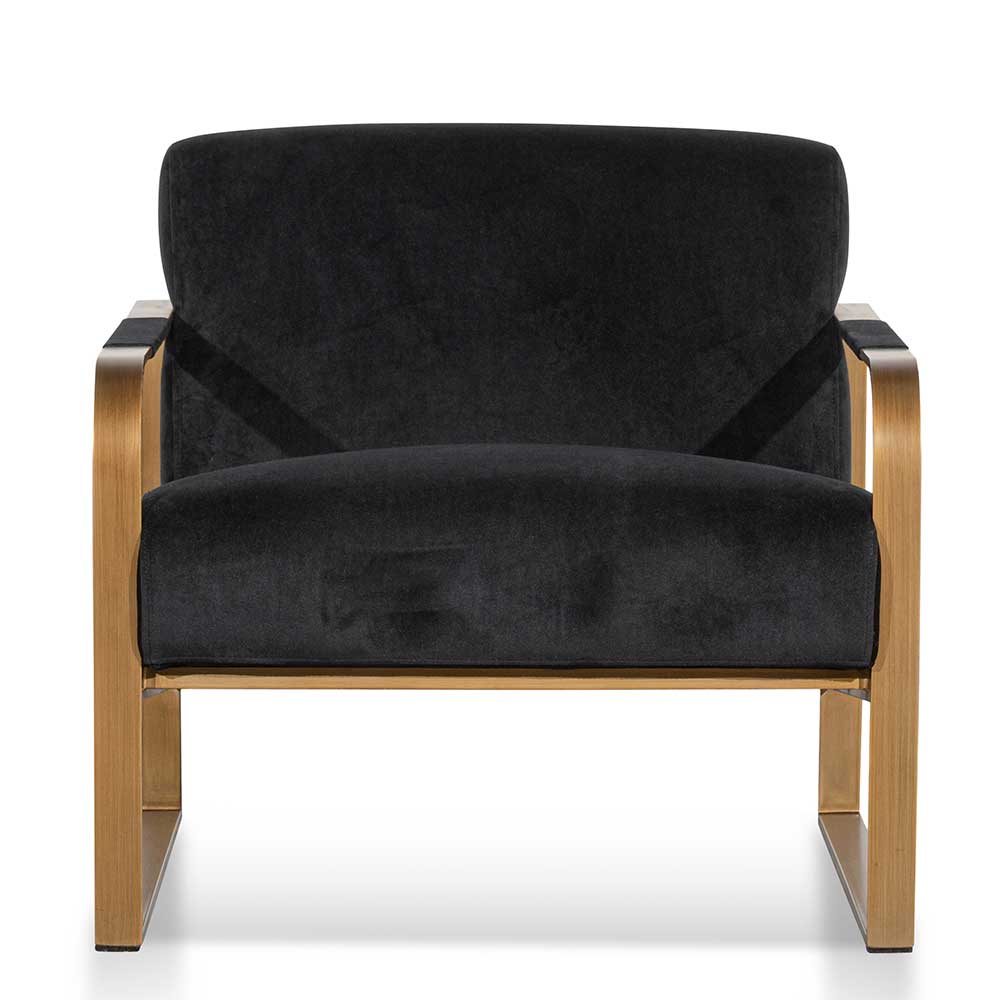 Abbotsford Black Velvet Armchair - Antique Golden Frame