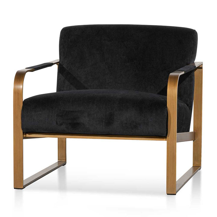 Abbotsford Black Velvet Armchair - Antique Golden Frame