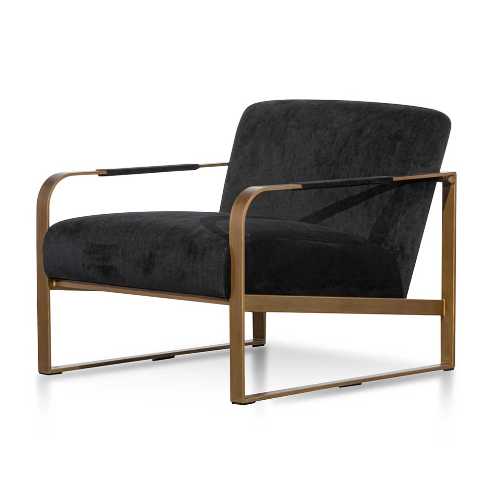 Abbotsford Black Velvet Armchair - Antique Golden Frame