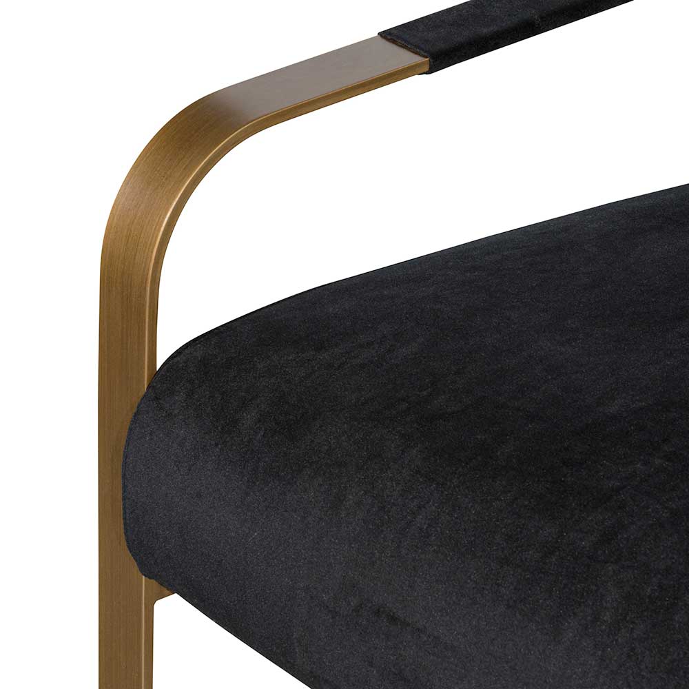 Abbotsford Black Velvet Armchair - Antique Golden Frame