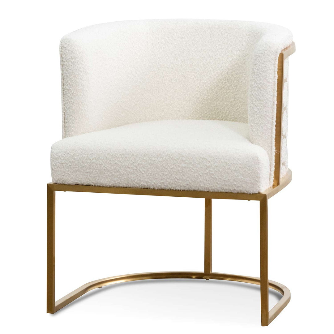 Gilman Ivory White Boucle Lounge Chair - Brushed Gold