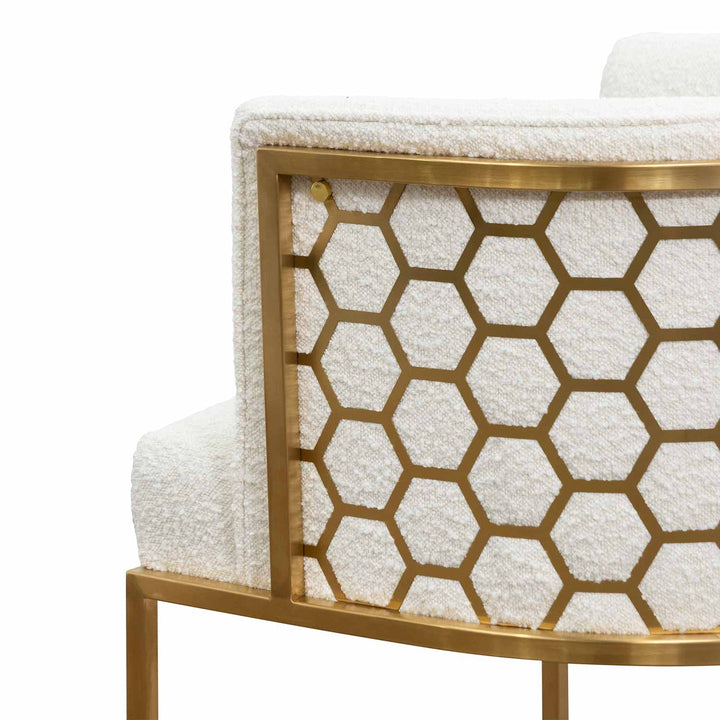 Gilman Ivory White Boucle Lounge Chair - Brushed Gold