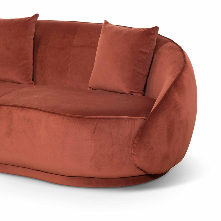 Bourke Velvet 3 Seater Sofa - Rustic Orange