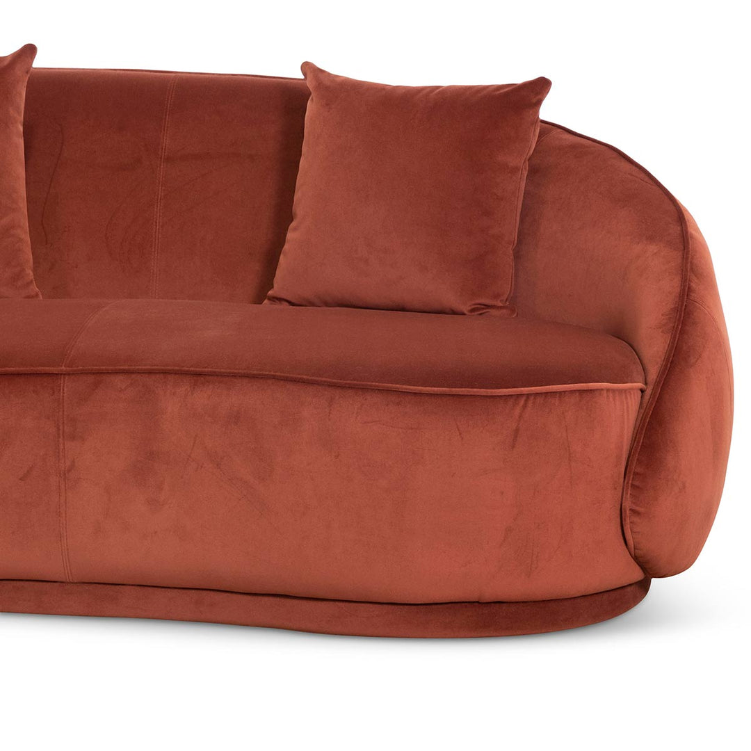 Bourke Velvet 3 Seater Sofa - Rustic Orange