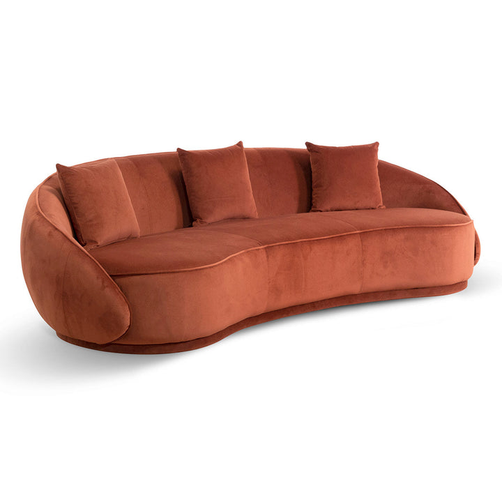 Bourke Velvet 3 Seater Sofa - Rustic Orange