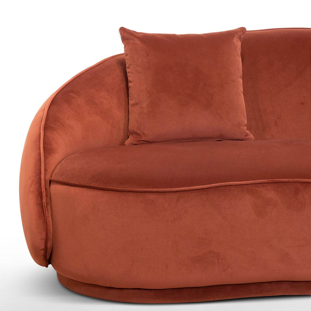 Bourke Velvet 3 Seater Sofa - Rustic Orange