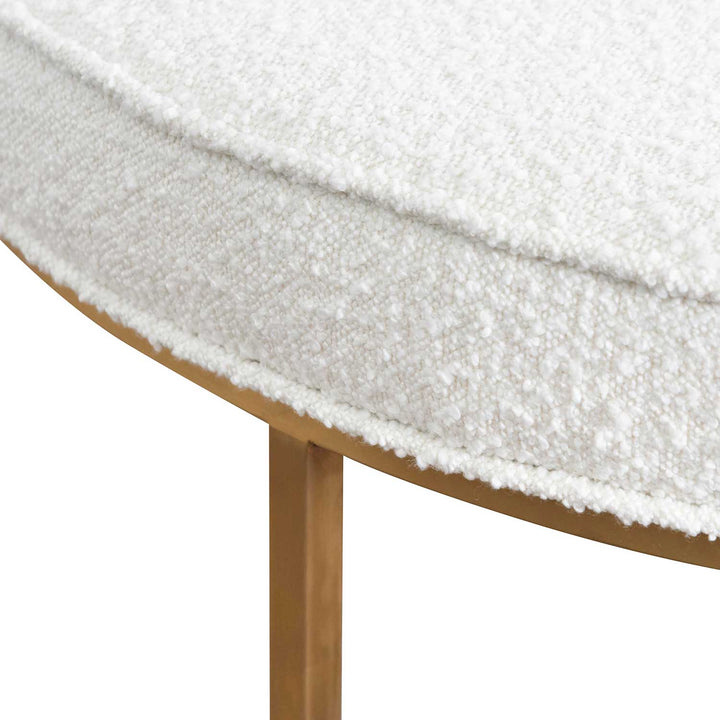 Gilman 100cm Ivory White Boucle Ottoman - Brushed Gold Base