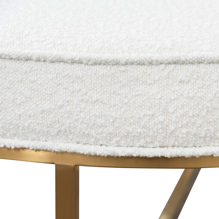 Gilman 100cm Ivory White Boucle Ottoman - Brushed Gold Base