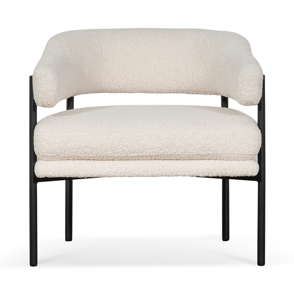 Broadway - Ivory White Sherpa Armchair - Black Legs