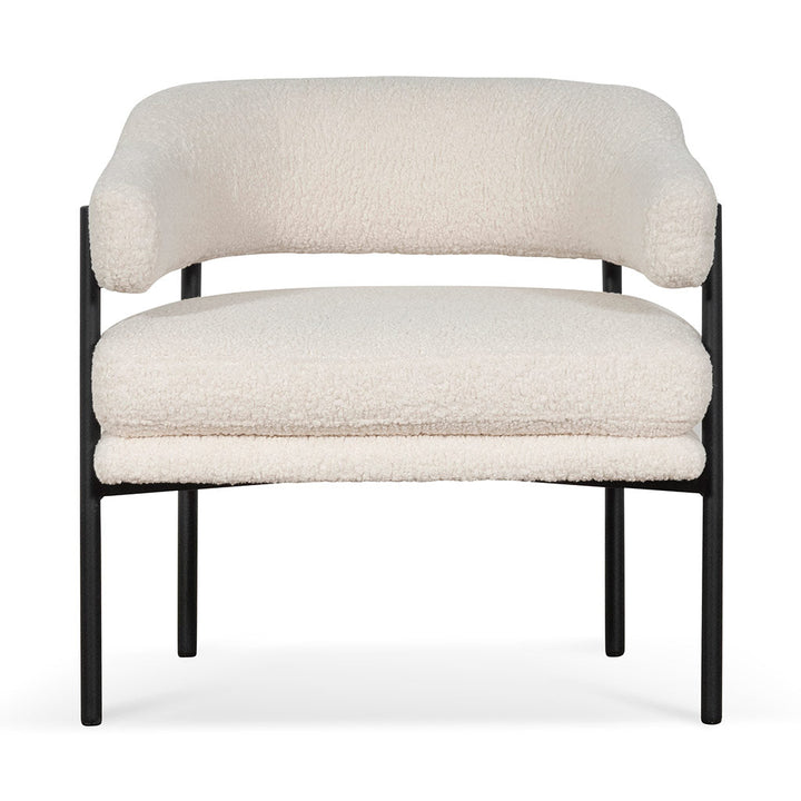 Broadway - Ivory White Sherpa Armchair - Black Legs