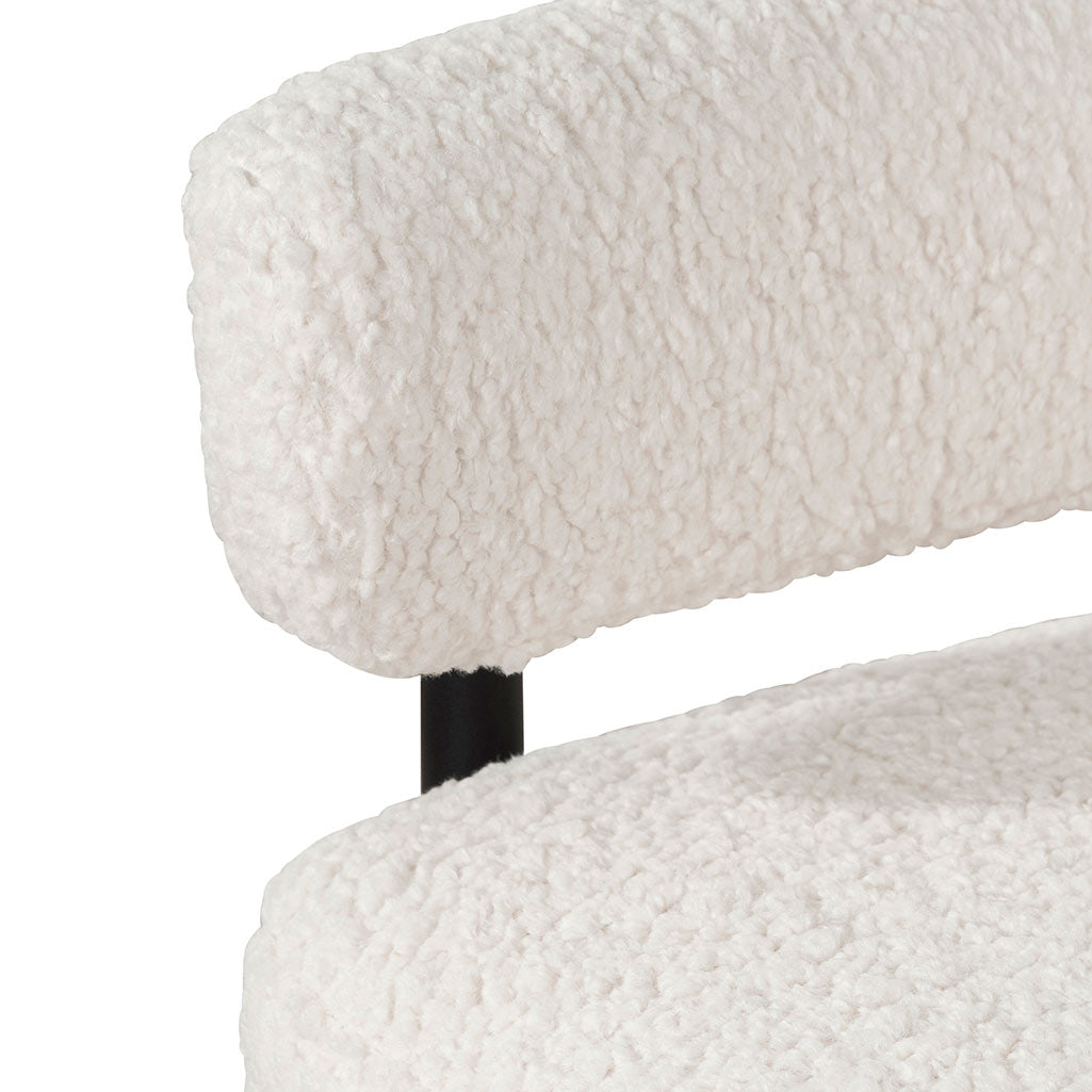 Broadway - Ivory White Sherpa Armchair - Black Legs