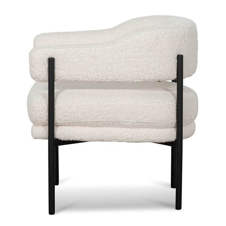 Broadway - Ivory White Sherpa Armchair - Black Legs