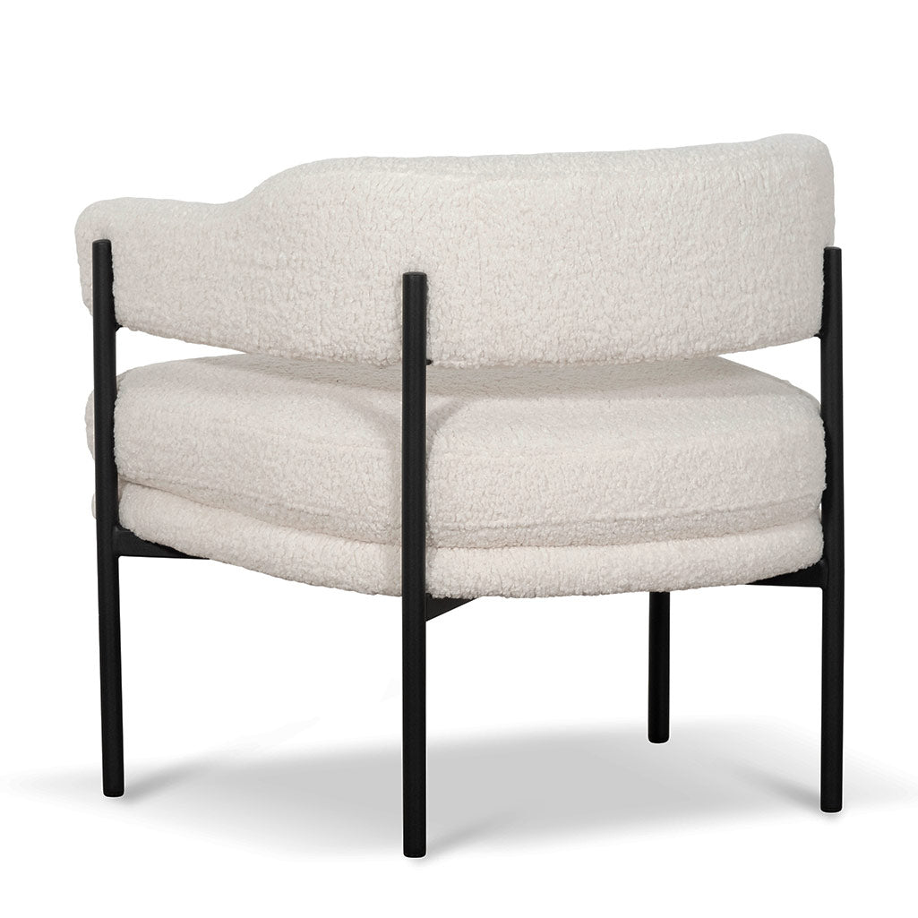 Broadway - Ivory White Sherpa Armchair - Black Legs