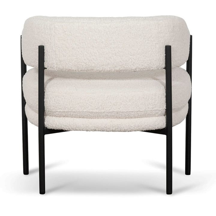 Broadway - Ivory White Sherpa Armchair - Black Legs