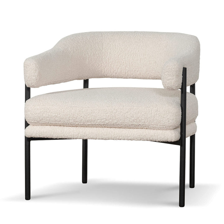 Broadway - Ivory White Sherpa Armchair - Black Legs