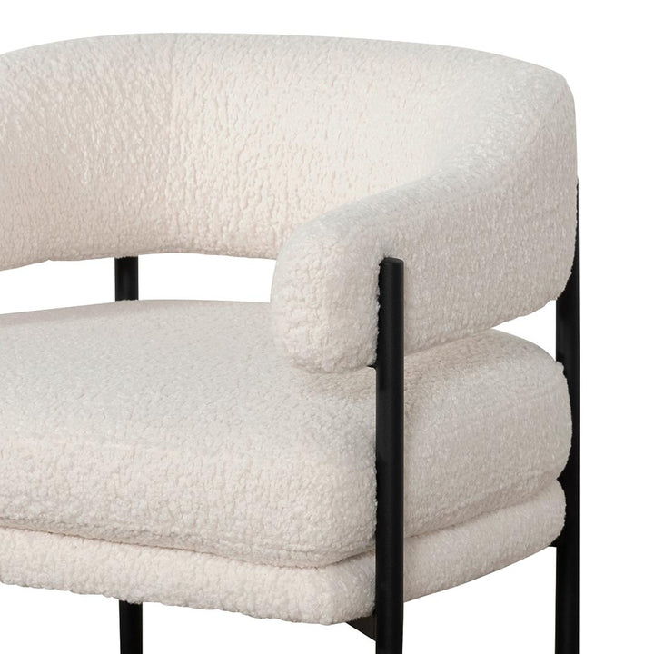 Broadway - Ivory White Sherpa Armchair - Black Legs