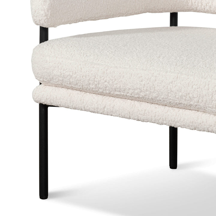 Broadway - Ivory White Sherpa Armchair - Black Legs