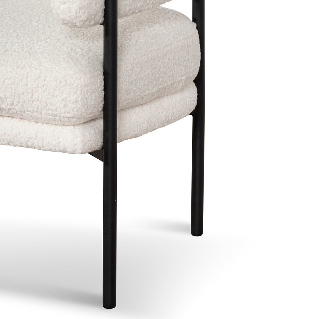 Broadway - Ivory White Sherpa Armchair - Black Legs