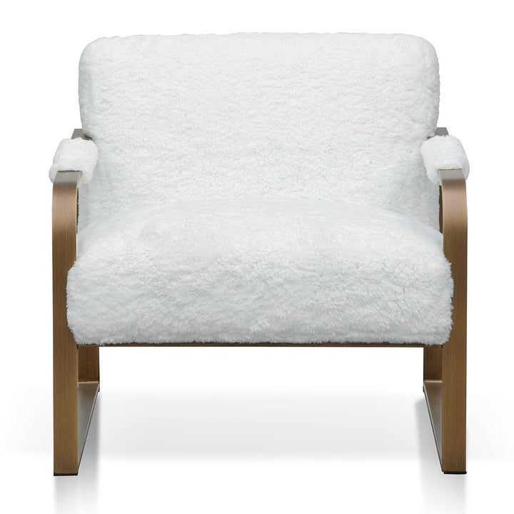 Abbotsford White Fur Armchair - Antique Golden Frame