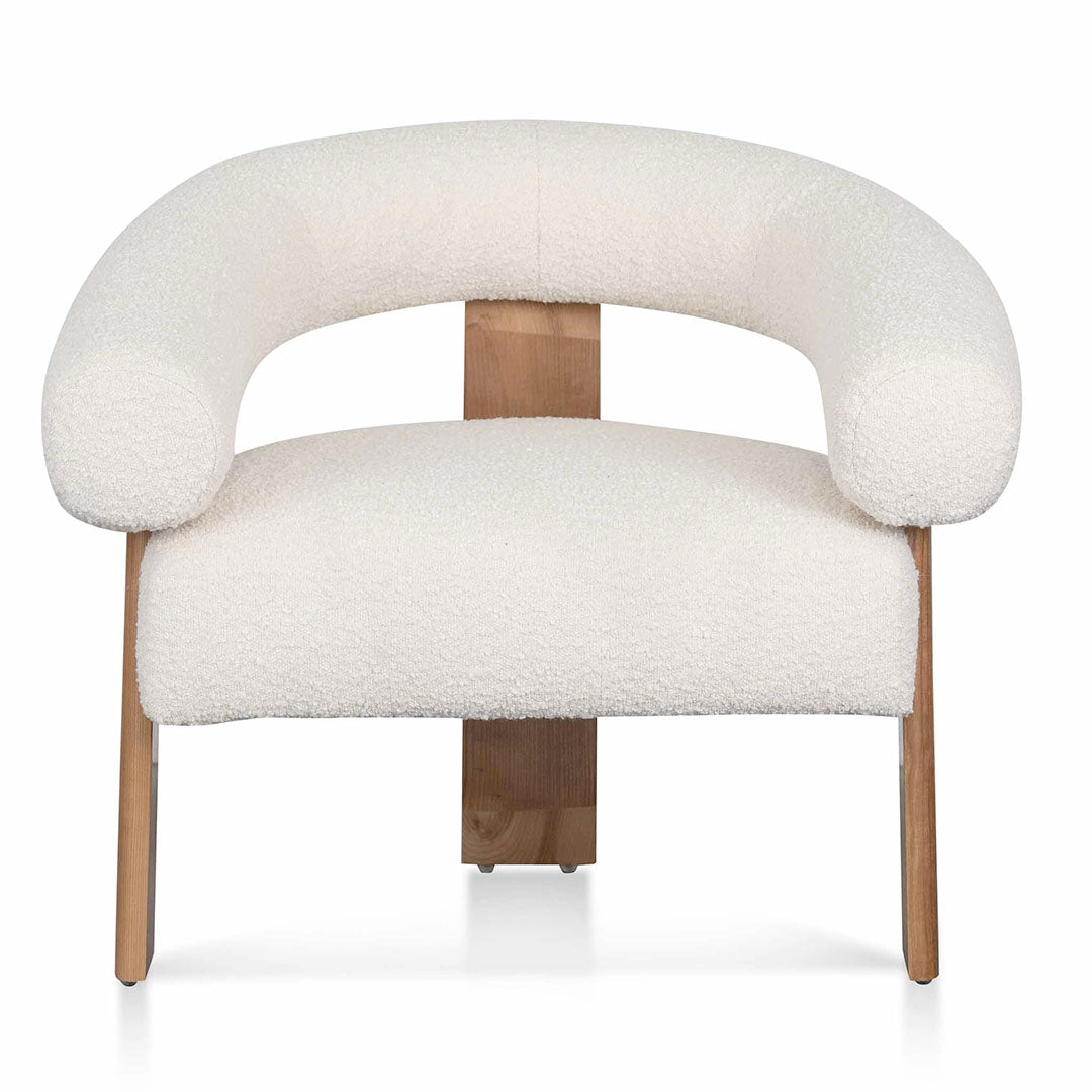 Maynard Ivory White Boucle Armchair - Natural Legs