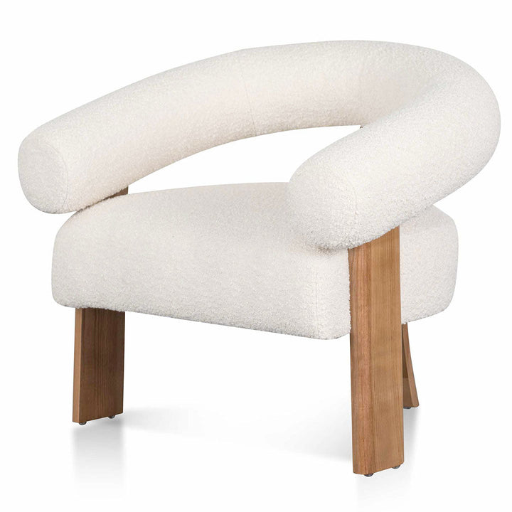 Maynard Ivory White Boucle Armchair - Natural Legs