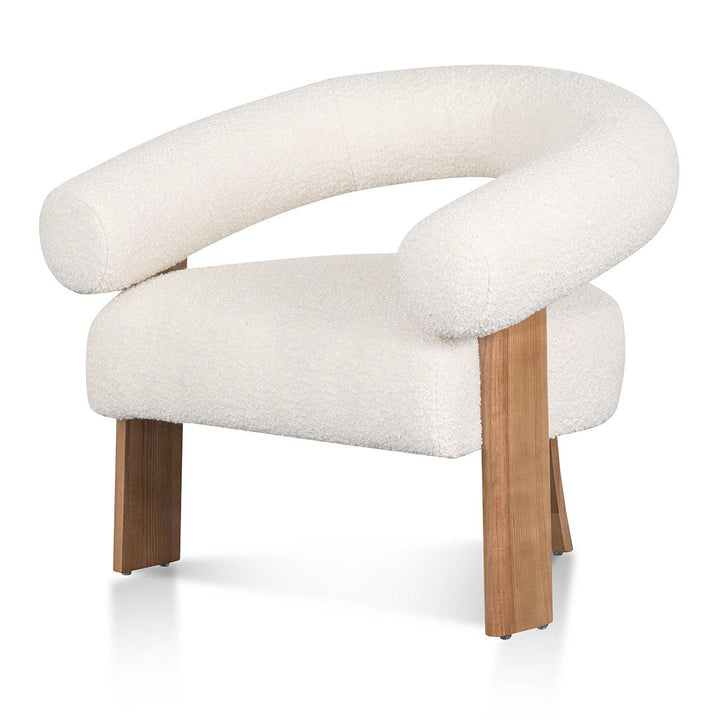 Maynard Ivory White Boucle Armchair - Natural Legs