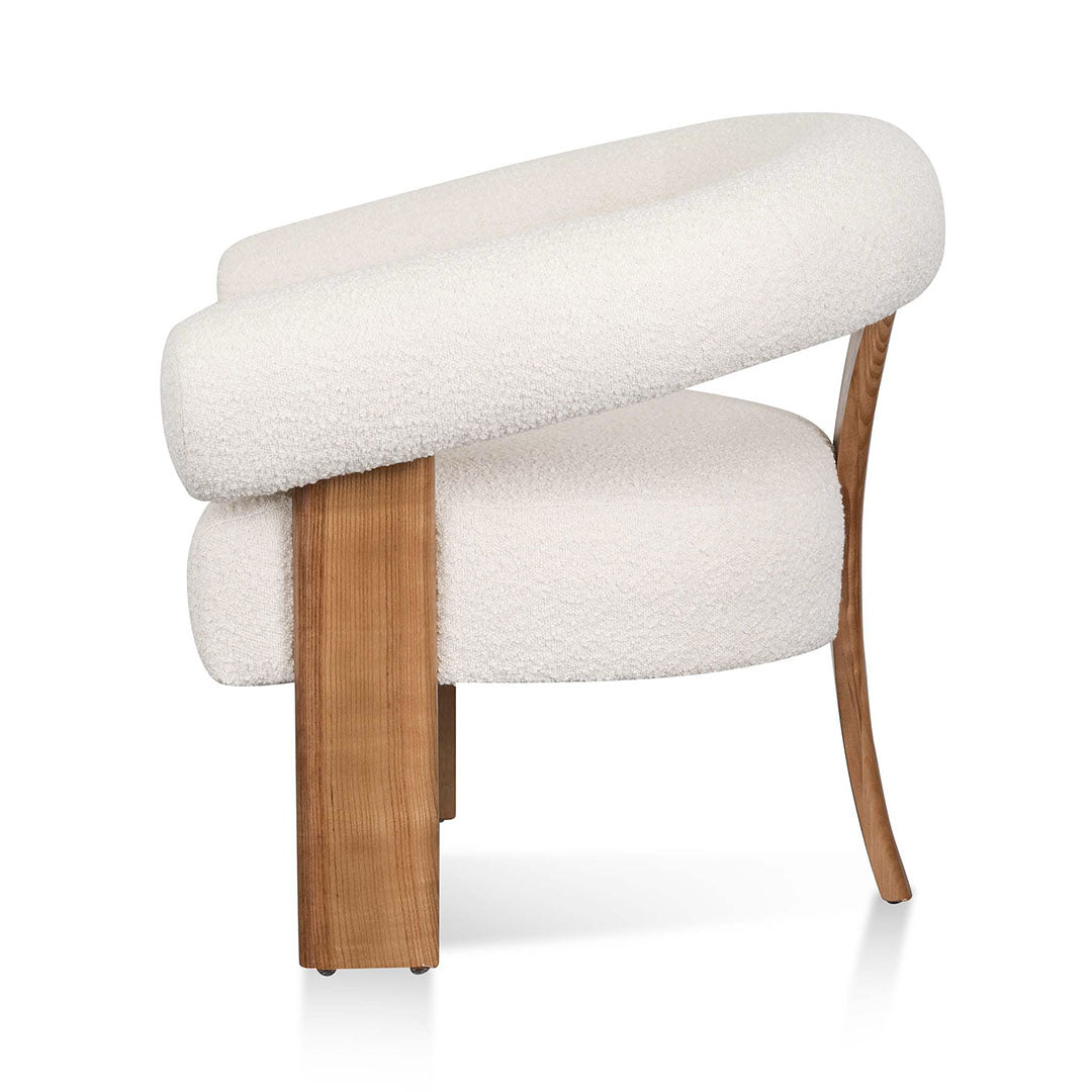 Maynard Ivory White Boucle Armchair - Natural Legs