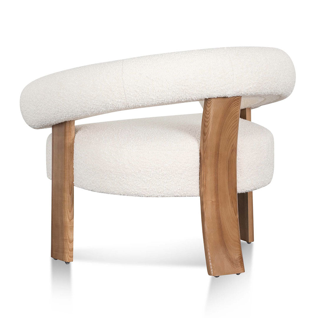 Maynard Ivory White Boucle Armchair - Natural Legs