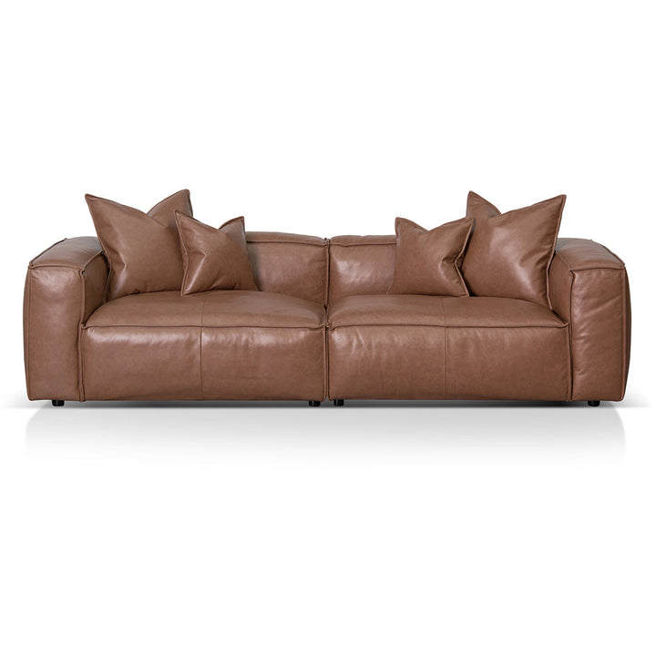 Broadway 4 Seater Sofa with Cushion and Pillow - Caramel Brown