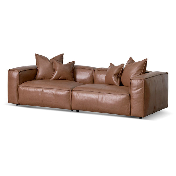 Broadway 4 Seater Sofa with Cushion and Pillow - Caramel Brown