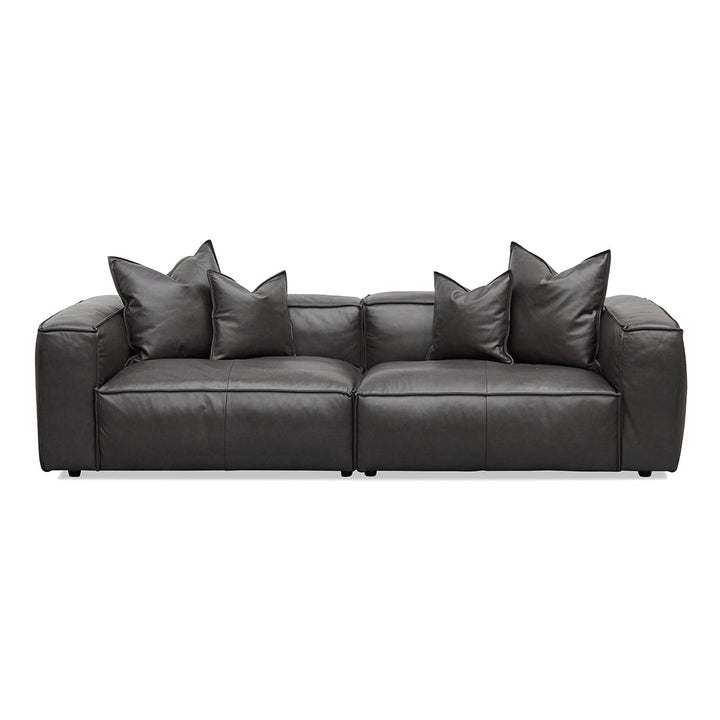 Broadway 4 Seater Sofa with Cushion and Pillow - Shadow Grey Leather