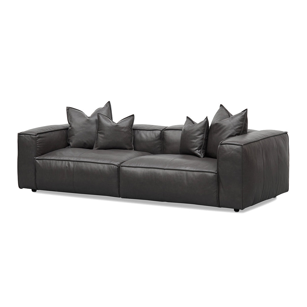 Broadway 4 Seater Sofa with Cushion and Pillow - Shadow Grey Leather