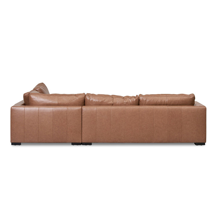 Broadway 4 Seater Right Chaise Leather Sofa - Caramel Brown